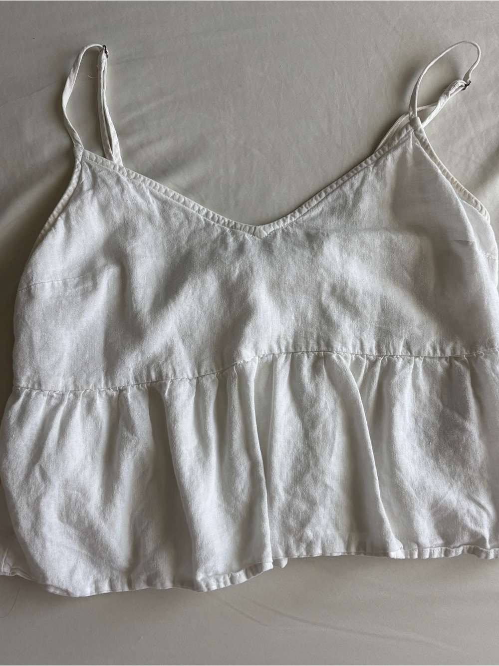 Abercrombie & Fitch White Peplum Linen Tank